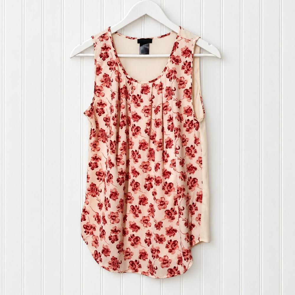 Ann Taylor Shirt Sleeveless Blouse Tank Layering Floral Front Size Small
